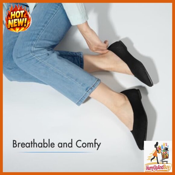 Pointed Toe Knit Ballet Flats Elegant Dressy Business Casual Slip On Shoes - Picture 2 of 6